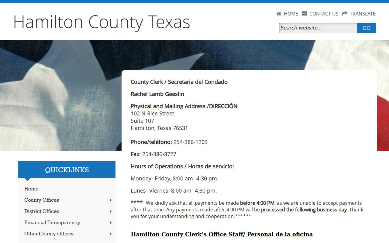 Hamilton County warrant search records route through the County Clerk case page