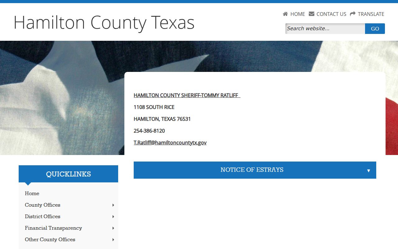 Hamilton County warrant records reference to the official sheriff contact page